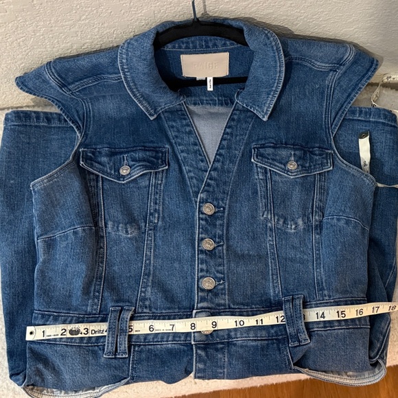 PAIGE Jaxsyn Blue Denim Mini Dress with cap sleeve EUC size 10 - Picture 8 of 11